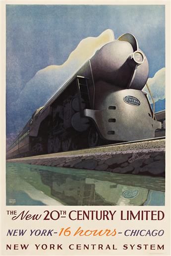 LESLIE RAGAN (1897-1972). THE NEW 20TH CENTURY LIMITED / NEW YORK CENTRAL SYSTEM. 1939. 40¼x26 inches, 102¼x66 cm. Latham Litho. Co., L          